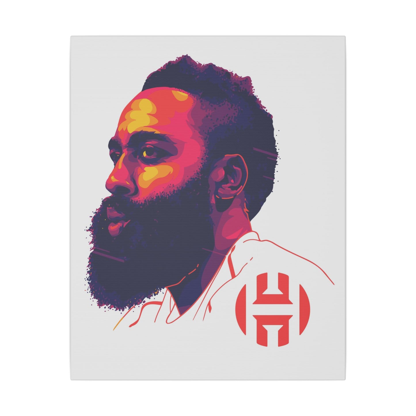 Stretched Matte Canvas Art - Vibrant Portrait of James Harden - CreativeRino