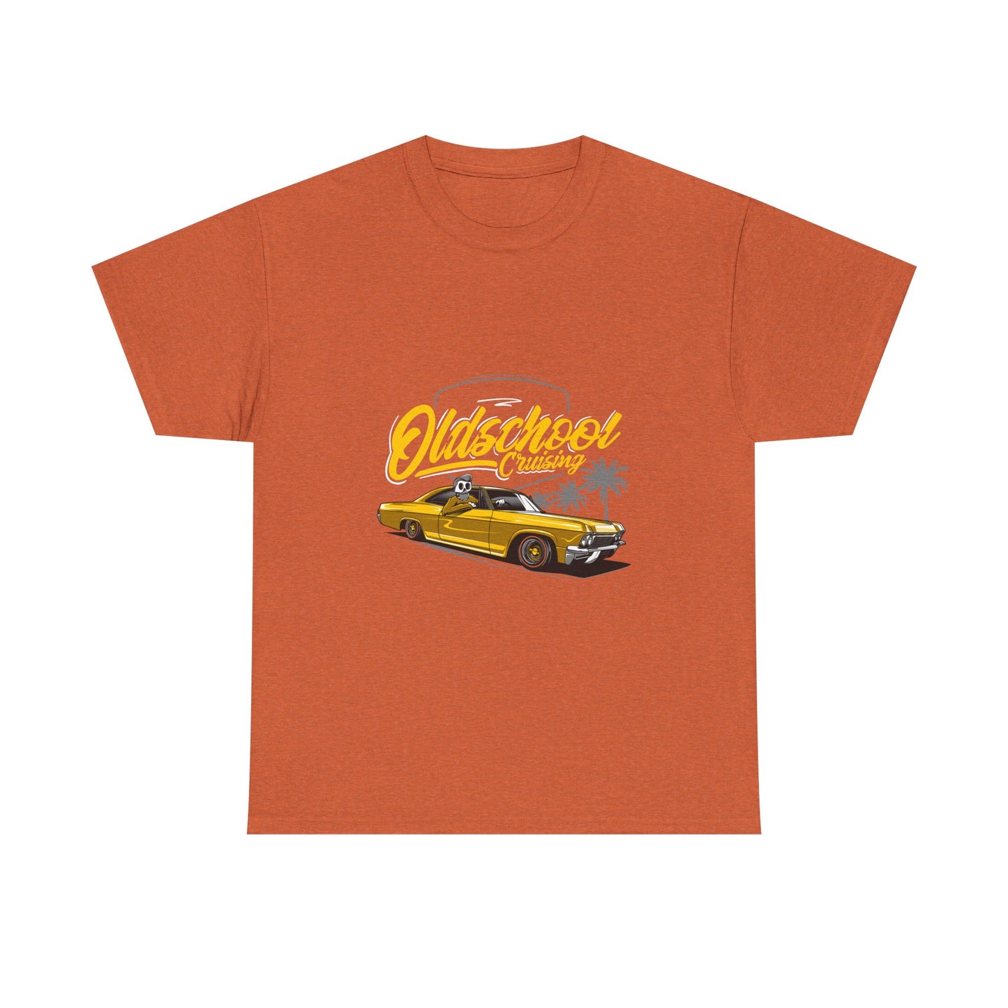 Retro Car Unisex Heavy Cotton Tee - "Oldschool Cruisin'" T-shirt Design - CreativeRino