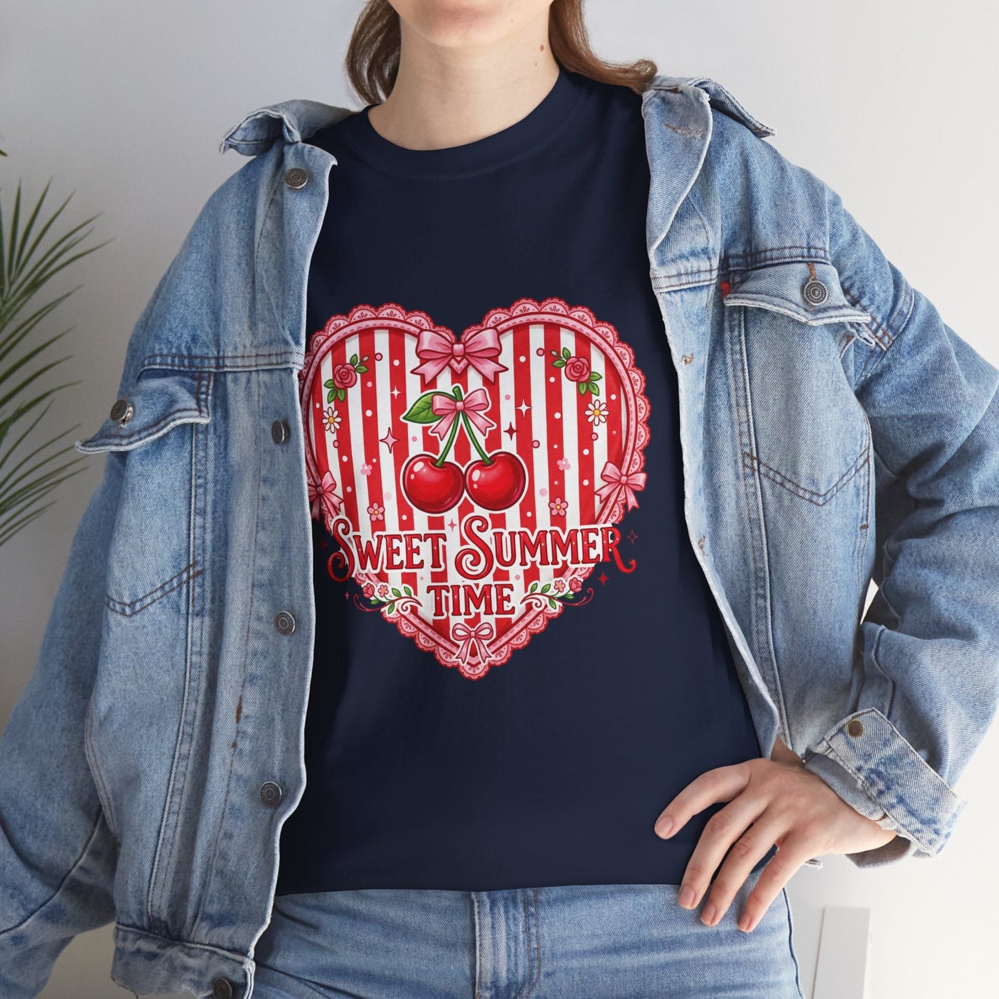 Sweet Summer Time Cherry Heart T-Shirt Printify