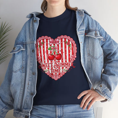 Sweet Summer Time Cherry Heart T-Shirt Printify