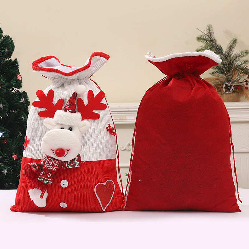 Large Drawstring Christmas Gift Bag | Cartoon Snowman & Santa Candy Pouch Bundle eprolo