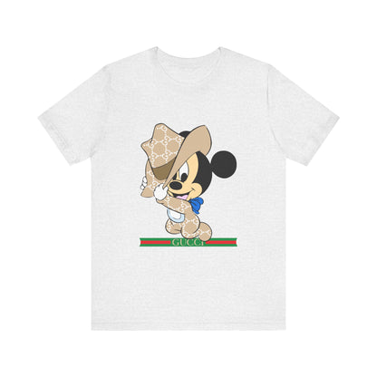 Trendy Graphic Tee - Mickey Mouse Gucci Cowboy T-shirt Design - CreativeRino