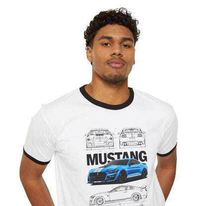 Ford Mustang Unisex Cotton Ringer T-Shirt - Classic Car Enthusiast Tee - CreativeRino