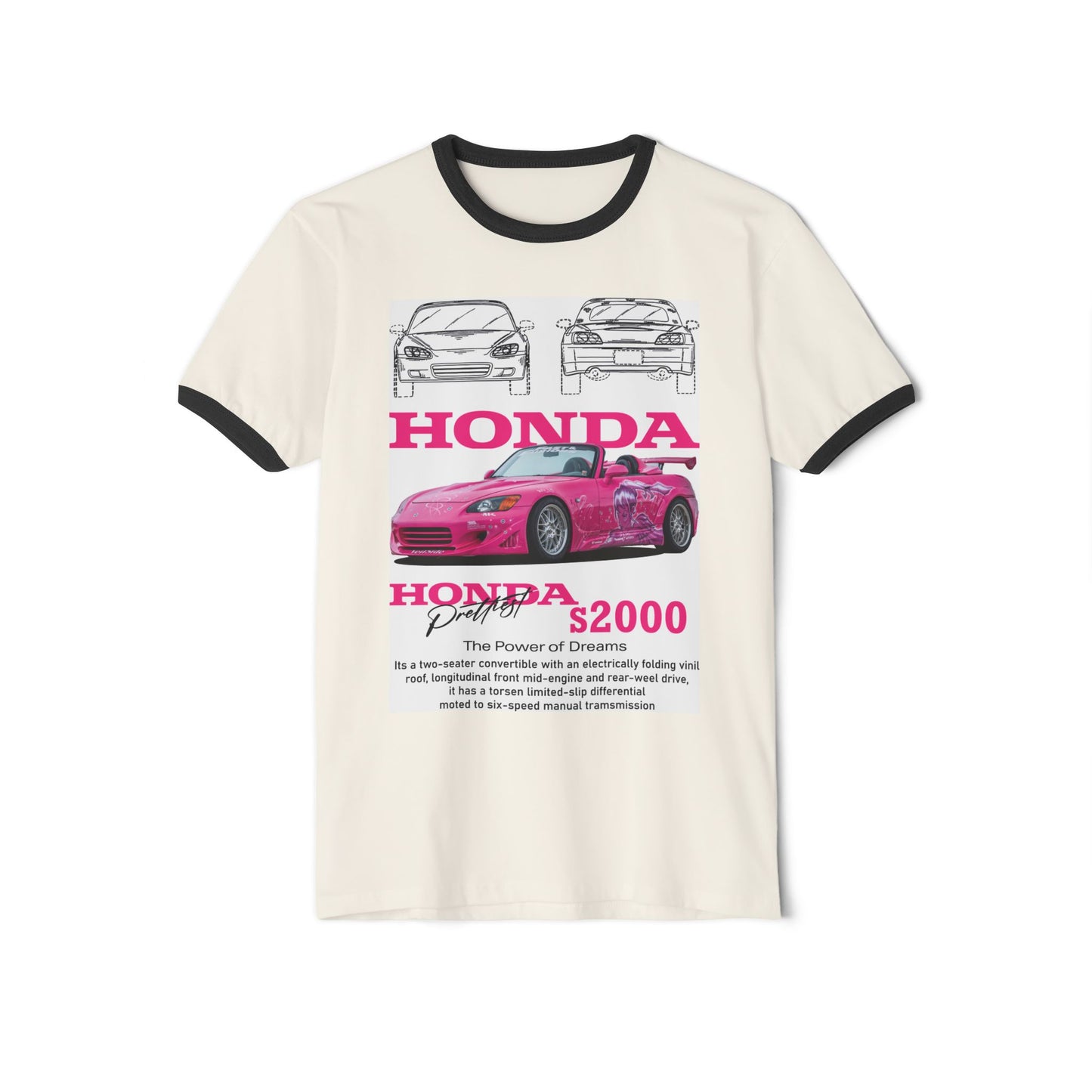 Honda S2000 Unisex Cotton Ringer T-Shirt - Car Enthusiast Tee - CreativeRino