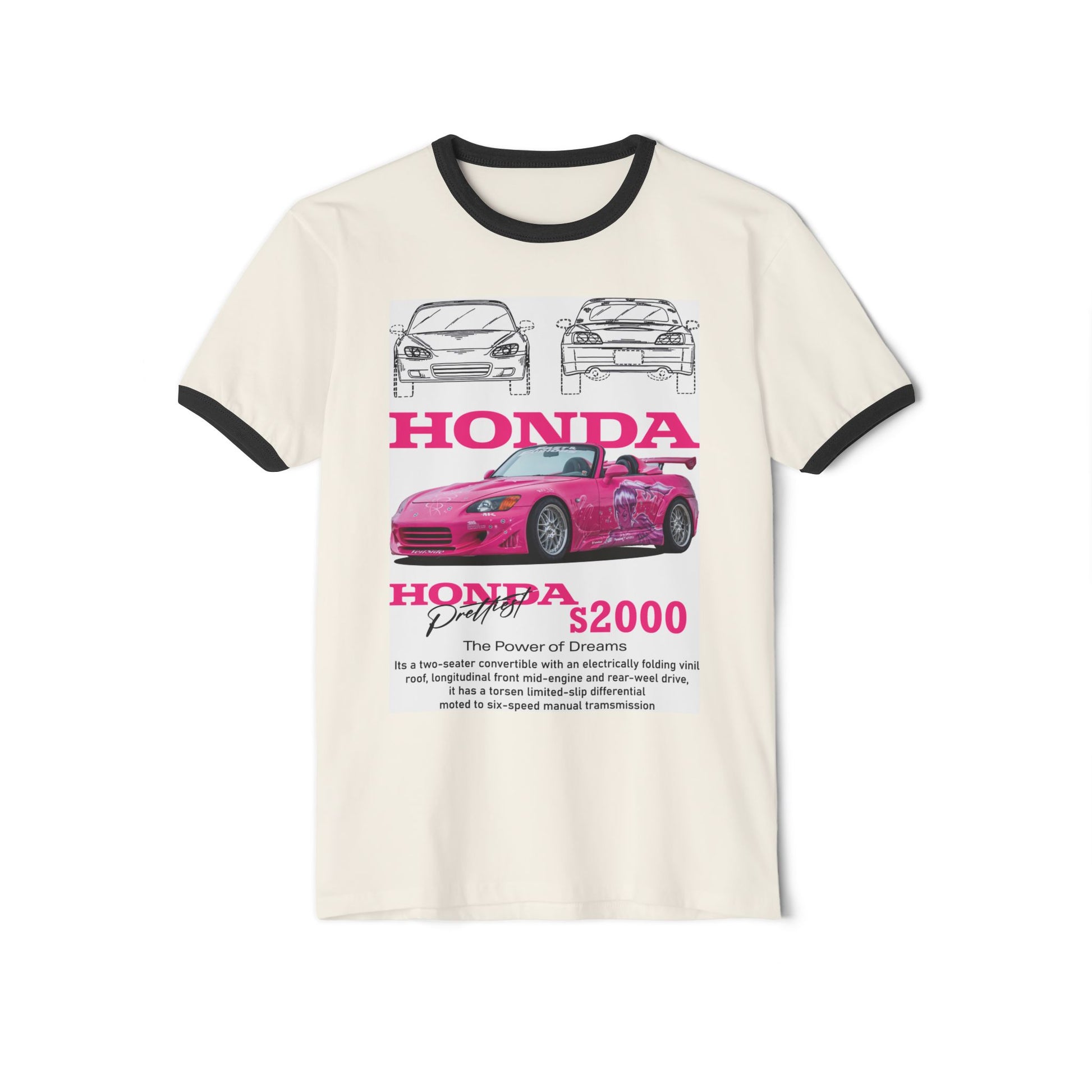 Honda S2000 Unisex Cotton Ringer T-Shirt - Car Enthusiast Tee - CreativeRino
