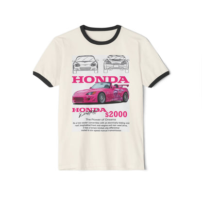 Honda S2000 Unisex Cotton Ringer T-Shirt - Car Enthusiast Tee - CreativeRino