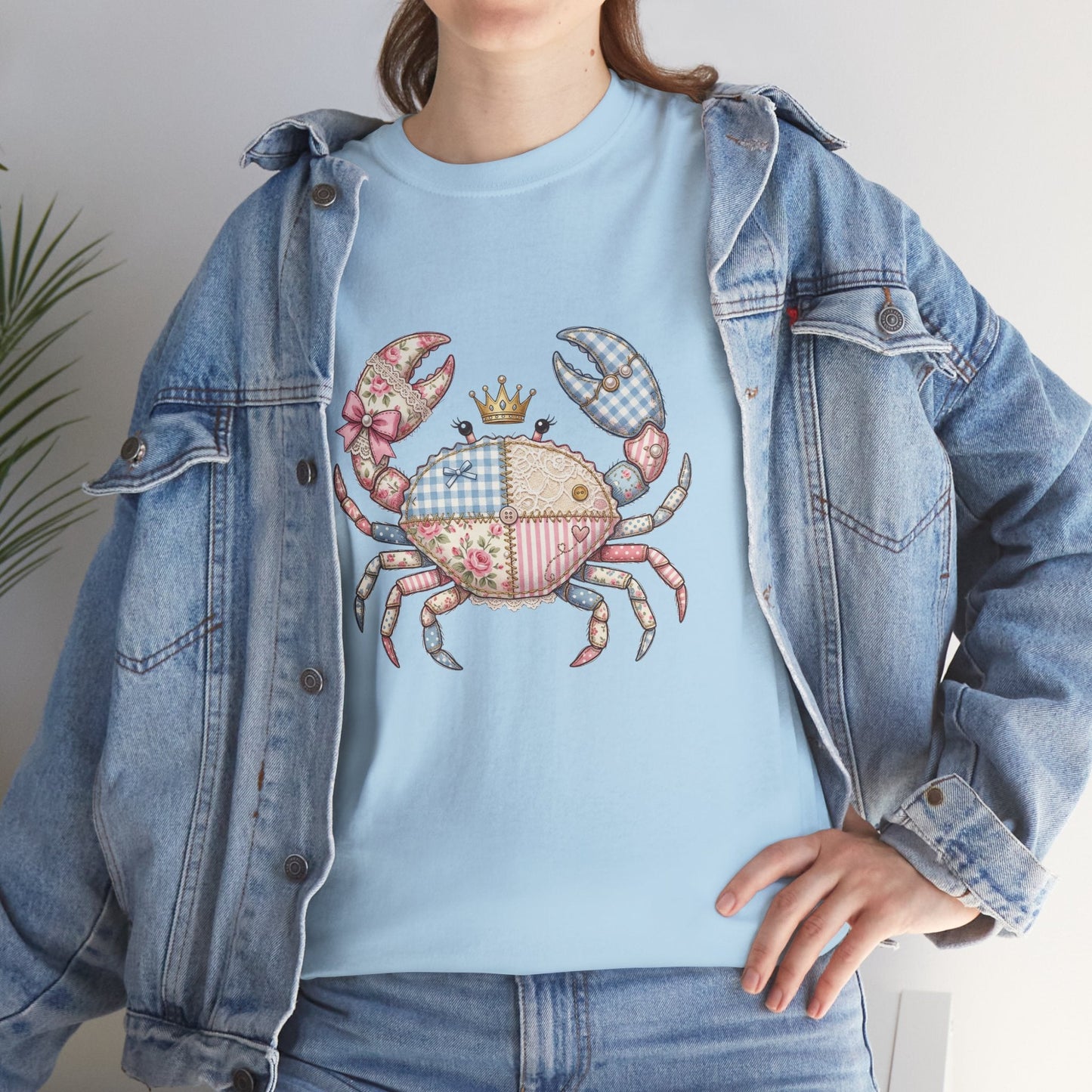 Patchwork Crab T-Shirt — Cute Coastal Animal Tee for Beach Lovers Printify