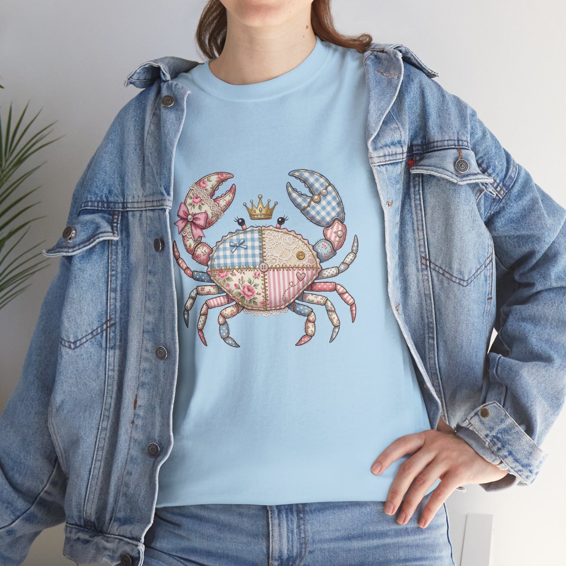 Patchwork Crab T-Shirt — Cute Coastal Animal Tee for Beach Lovers Printify