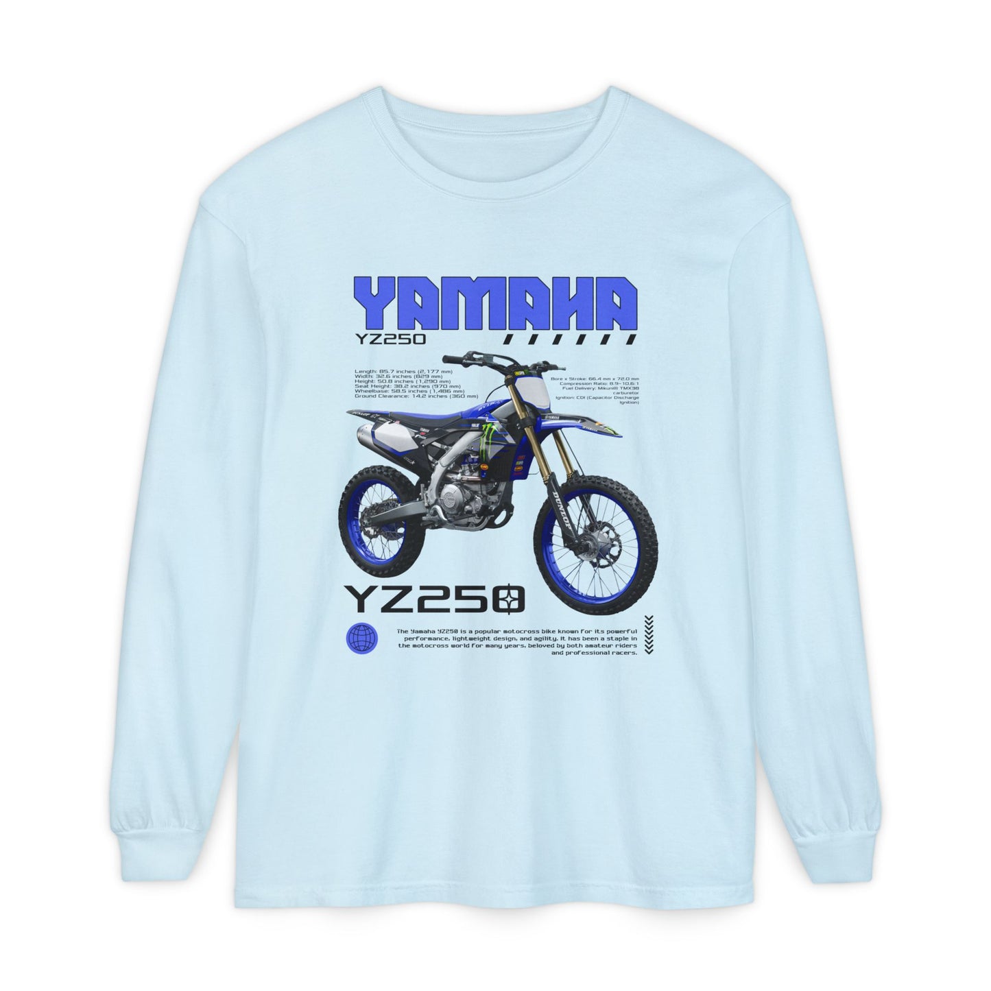 Yamaha YZ250 Long Sleeve Tee - Perfect T-shirt Gift for Motorcycle Enthusiasts - CreativeRino