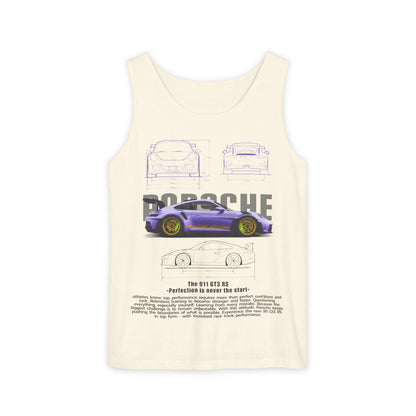 Unisex Garment-Dyed Tank Top - Porsche Design - Perfect T-shirt for Car Enthusiasts - CreativeRino