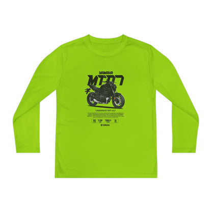 Yamaha MT-07 Youth Long Sleeve Competitor Tee - Cool Motorcycle T-shirt Design for Young Riders - CreativeRino