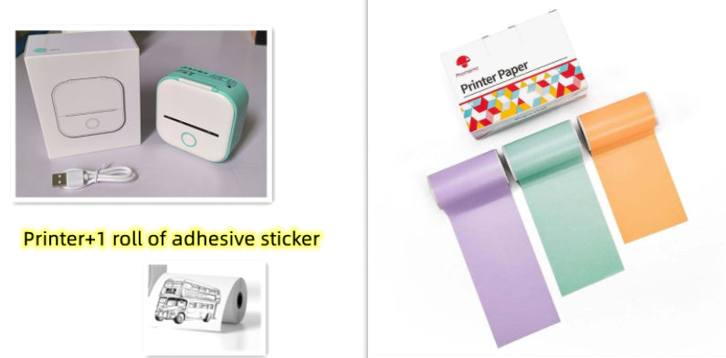 Portable Mini Thermal Label Printer Home Photo Printer Student Wrong Question Printer Bluetooth-compatible Mini Label Printer Price Tag CreativeRino