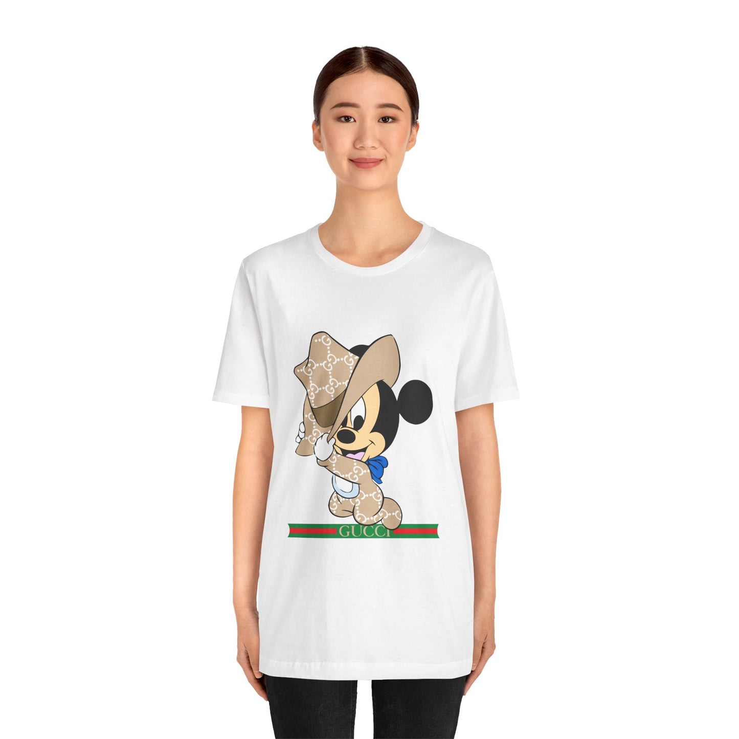 Trendy Graphic Tee - Mickey Mouse Gucci Cowboy T-shirt Design - CreativeRino