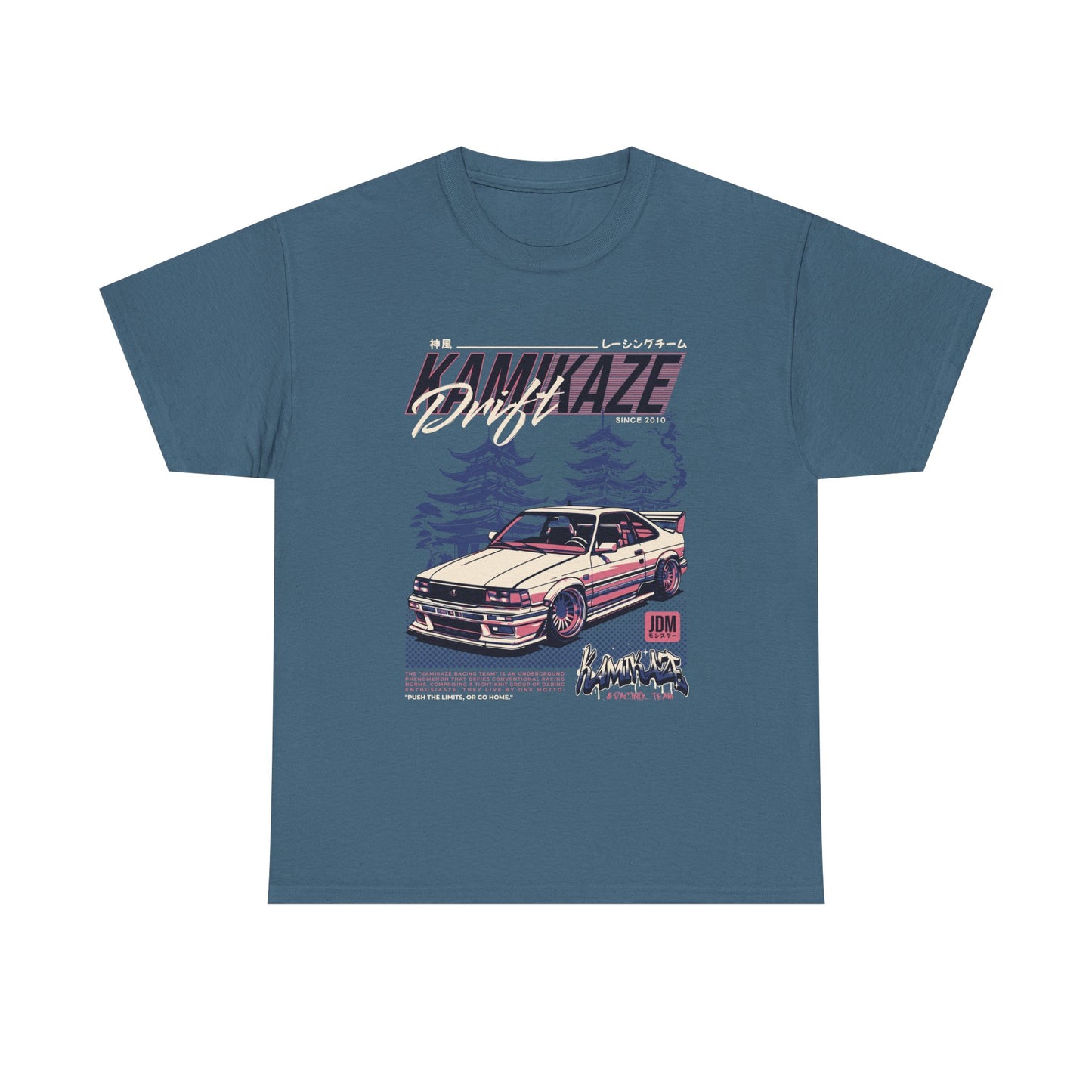 Retro Drift Car Tee - Unisex Heavy Cotton T-Shirt - CreativeRino