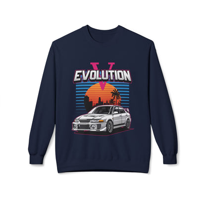 Retro Car Evolution Crewneck Sweatshirt - Unisex Midweight Fleece - CreativeRino