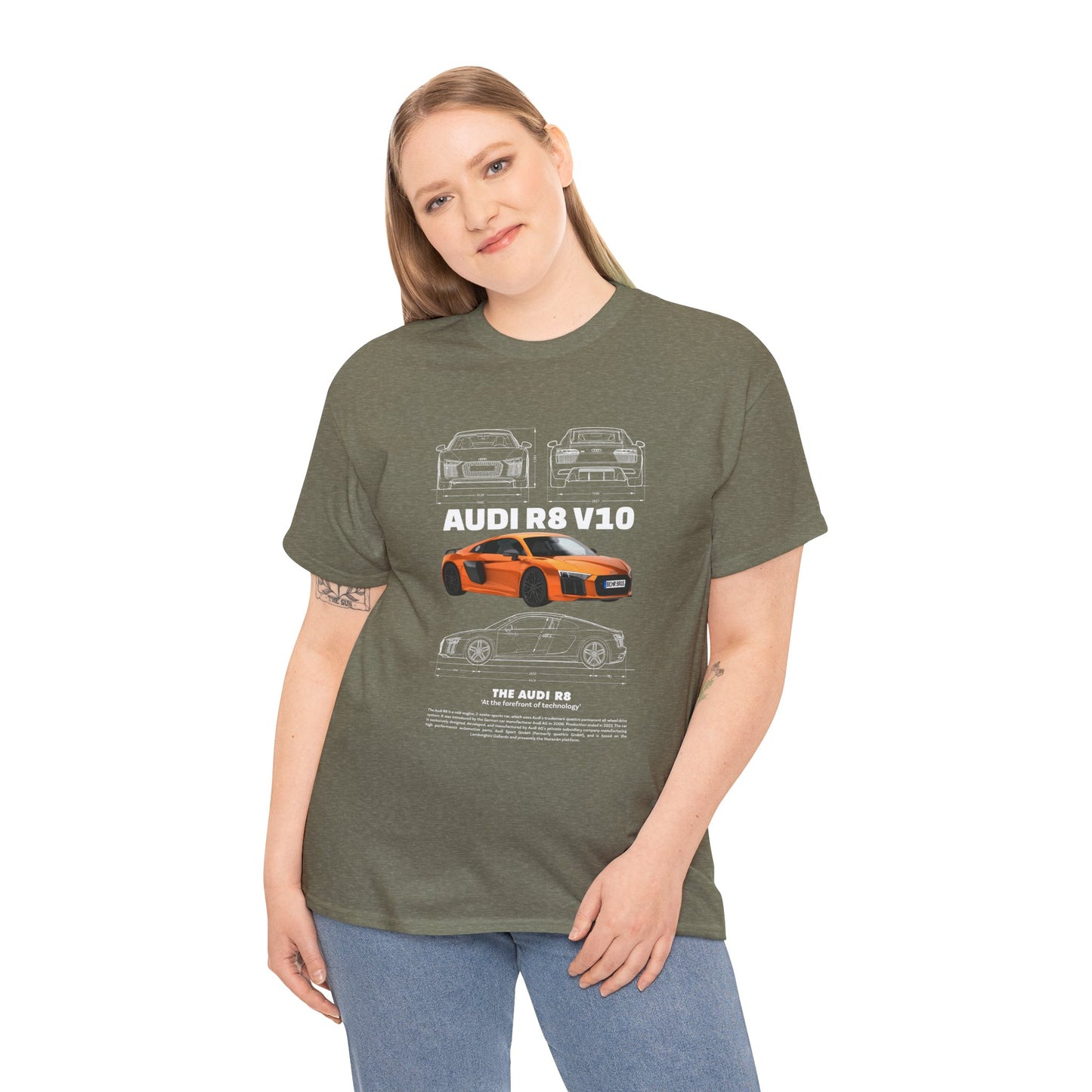 AUDI R8 V10 Car Graphic Tee - Unisex Heavy Cotton Tee for Auto Enthusiasts - CreativeRino
