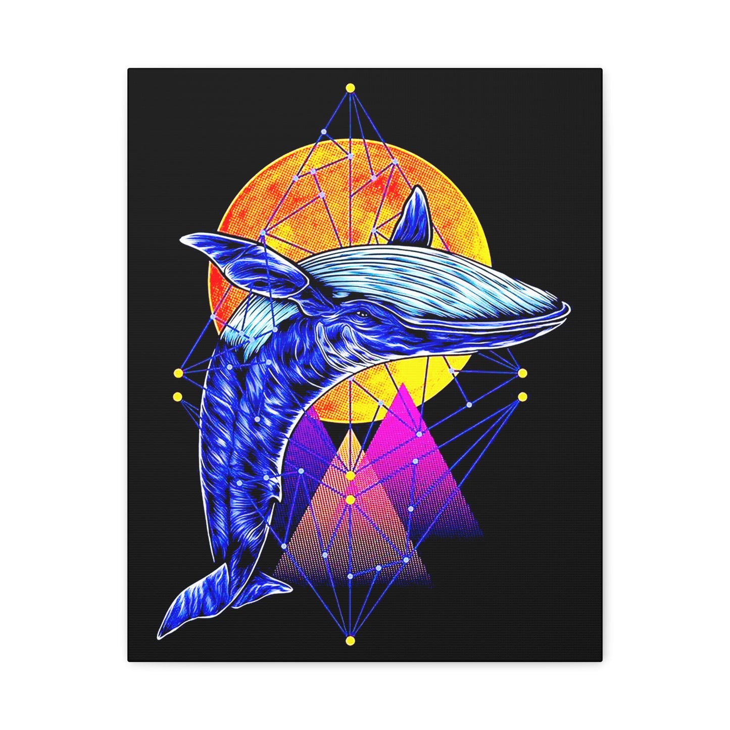 Ballena Whale Art Canvas - Stretched Matte 1.25" - Vibrant Geometric Design - CreativeRino