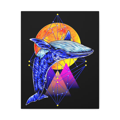 Ballena Whale Art Canvas - Stretched Matte 1.25" - Vibrant Geometric Design - CreativeRino
