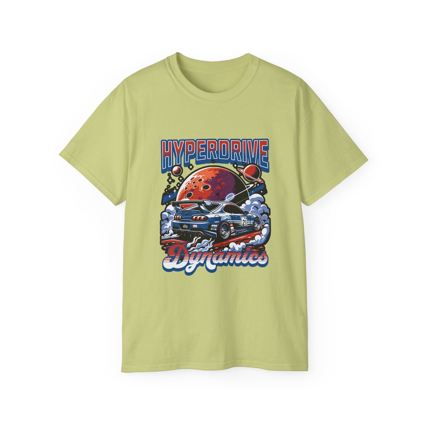 Hyperdrive Dynamics Unisex Ultra Cotton Tee - Retro Space Car Graphic T-Shirt - CreativeRino