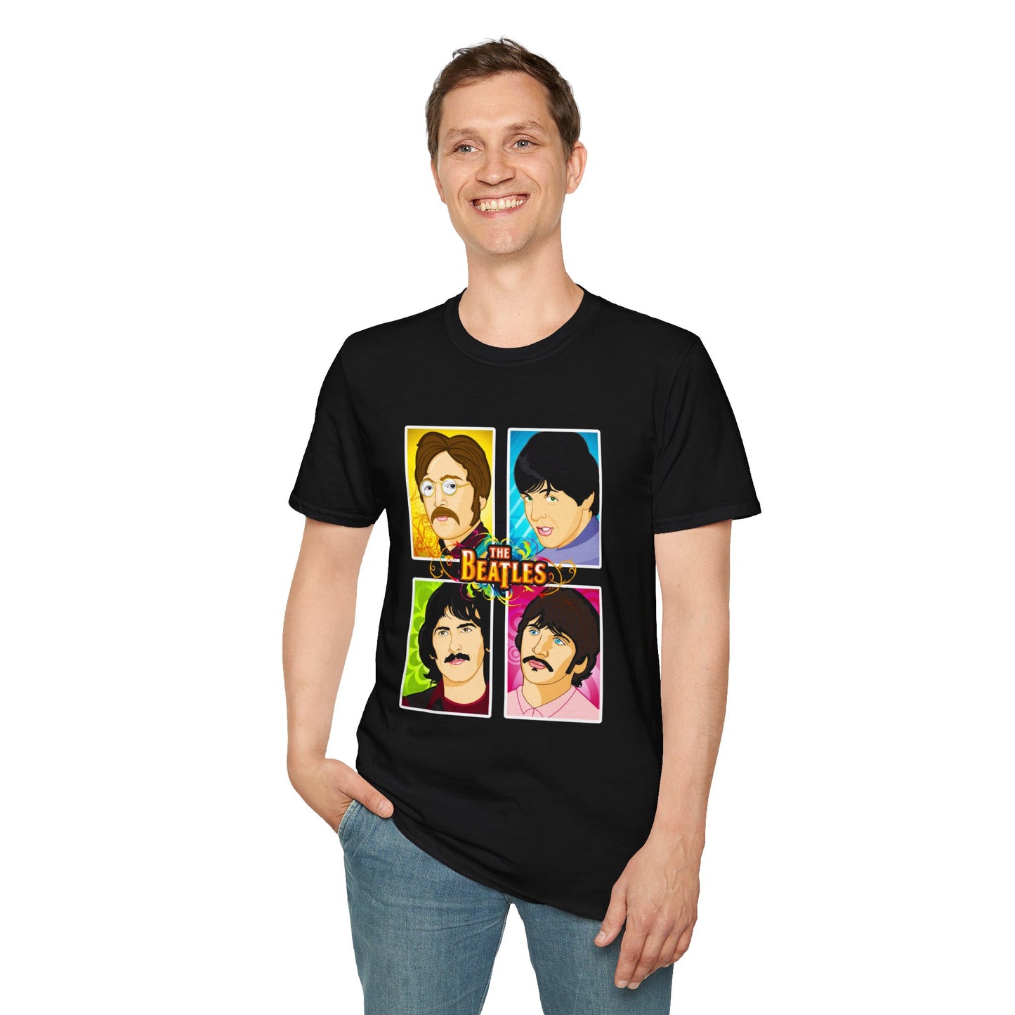 Retro Beatles Unisex Softstyle T-Shirt - Music Nostalgia Tee - CreativeRino