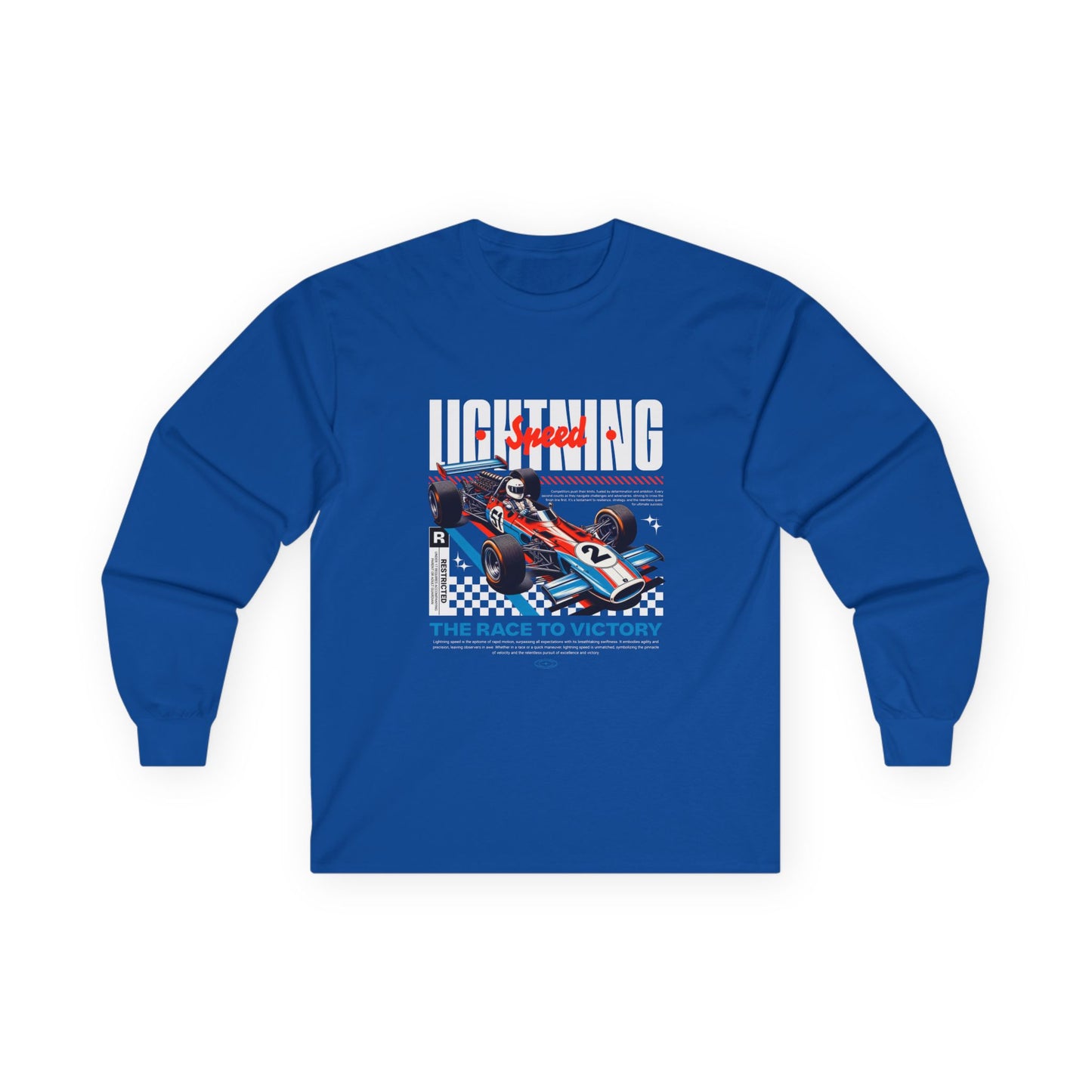 Unisex Racing Long Sleeve Tee - 'Lightning Speed' Graphic Car T-shirt - CreativeRino