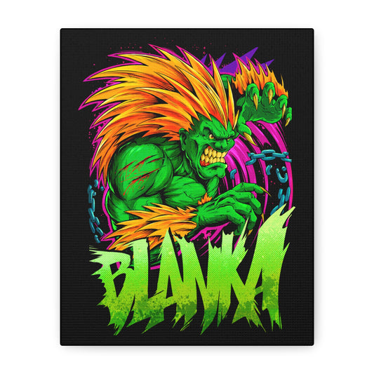 Fierce Blanka Canvas Art - Vibrant Street Fighter Wall Decor - CreativeRino
