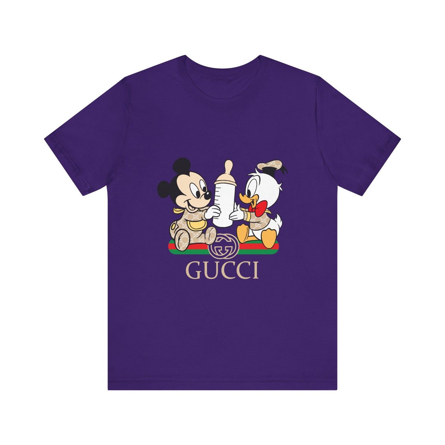 Cute Baby Mickey Mouse and Donald Duck Character Tee - Gucci Inspired Unisex Short Sleeve T-shirt - CreativeRino