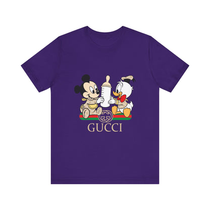 Cute Baby Mickey Mouse and Donald Duck Character Tee - Gucci Inspired Unisex Short Sleeve T-shirt - CreativeRino