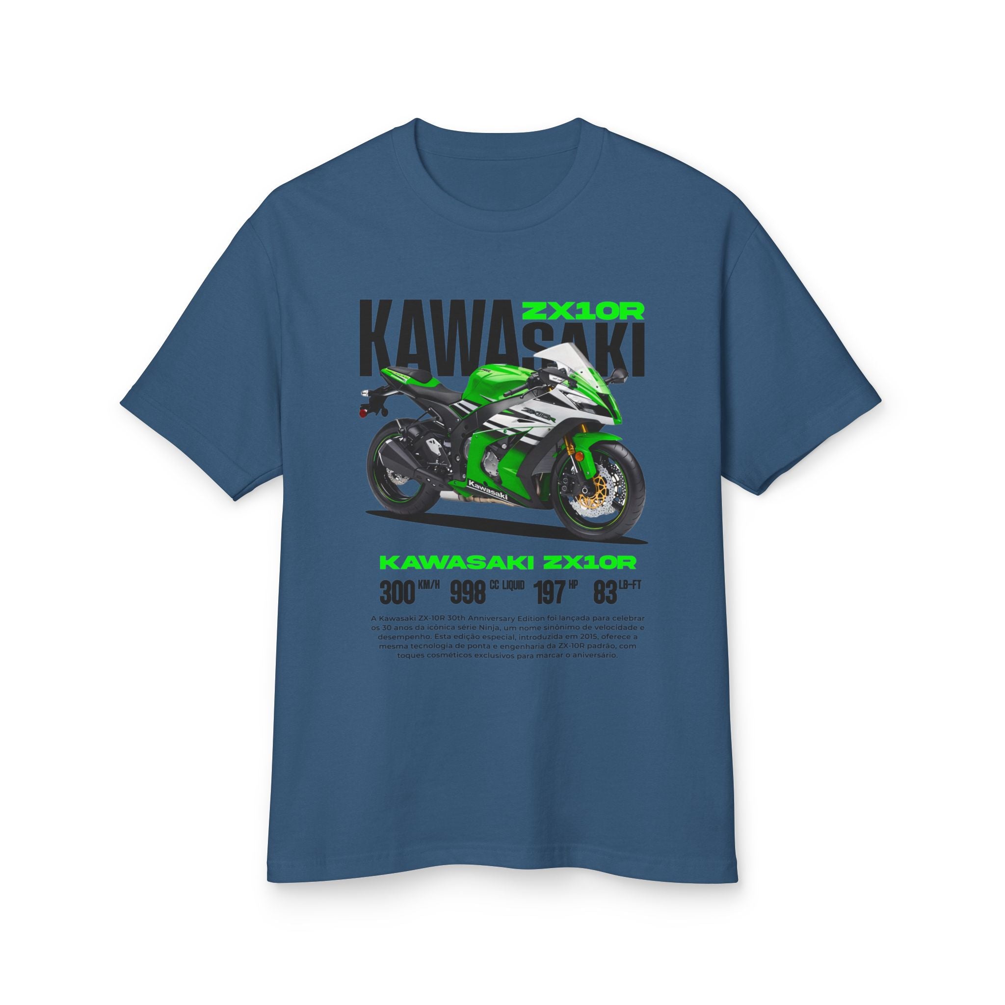 その他 da...com Kawasaki ZX10R Heavyweight Cotton Tee - Unisex Motorcycle T-shirt