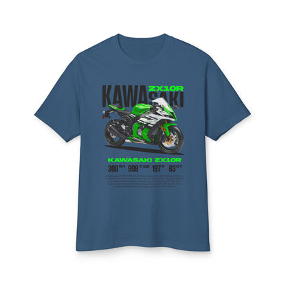 Kawasaki ZX10R Heavyweight Cotton Tee - Unisex Motorcycle T-shirt - CreativeRino