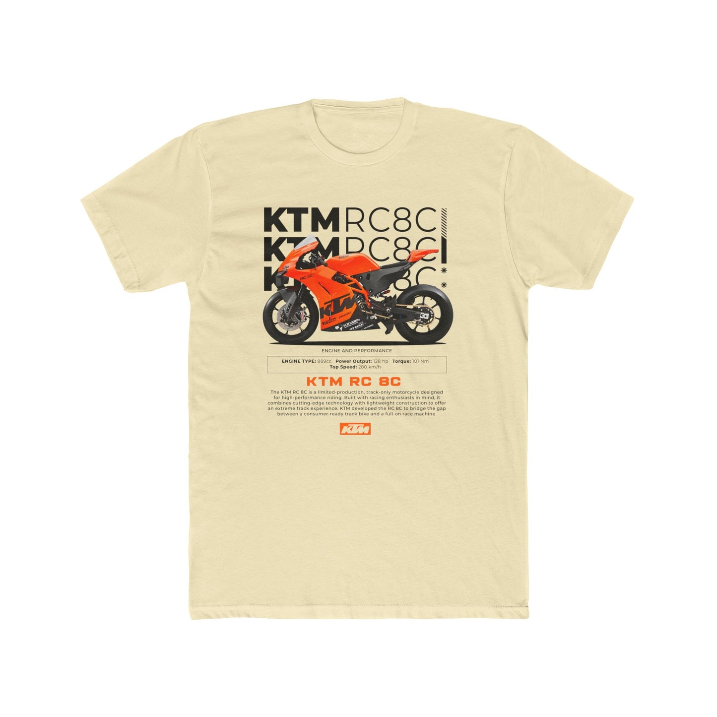 KTM RC BC Motorcycle Unisex Cotton Crew Tee - Perfect T-shirt for Riders & Fans - CreativeRino