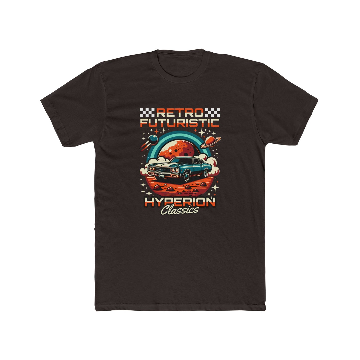 Retro Futuristic Car Unisex Cotton Crew Tee - Vintage Space T-shirt Design - CreativeRino