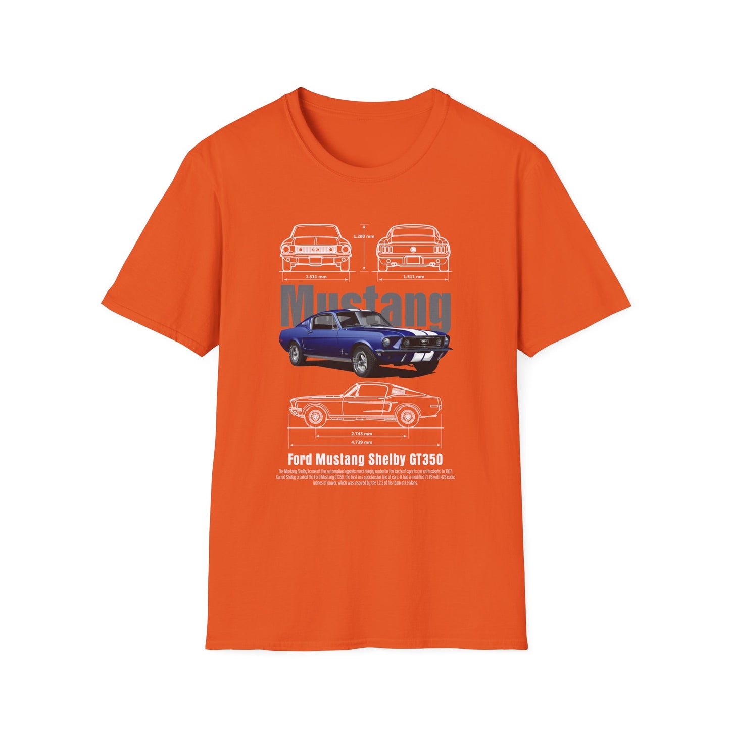 Ford Mustang Shelby GT350 Unisex Softstyle T-Shirt - Car Lovers Tee - CreativeRino