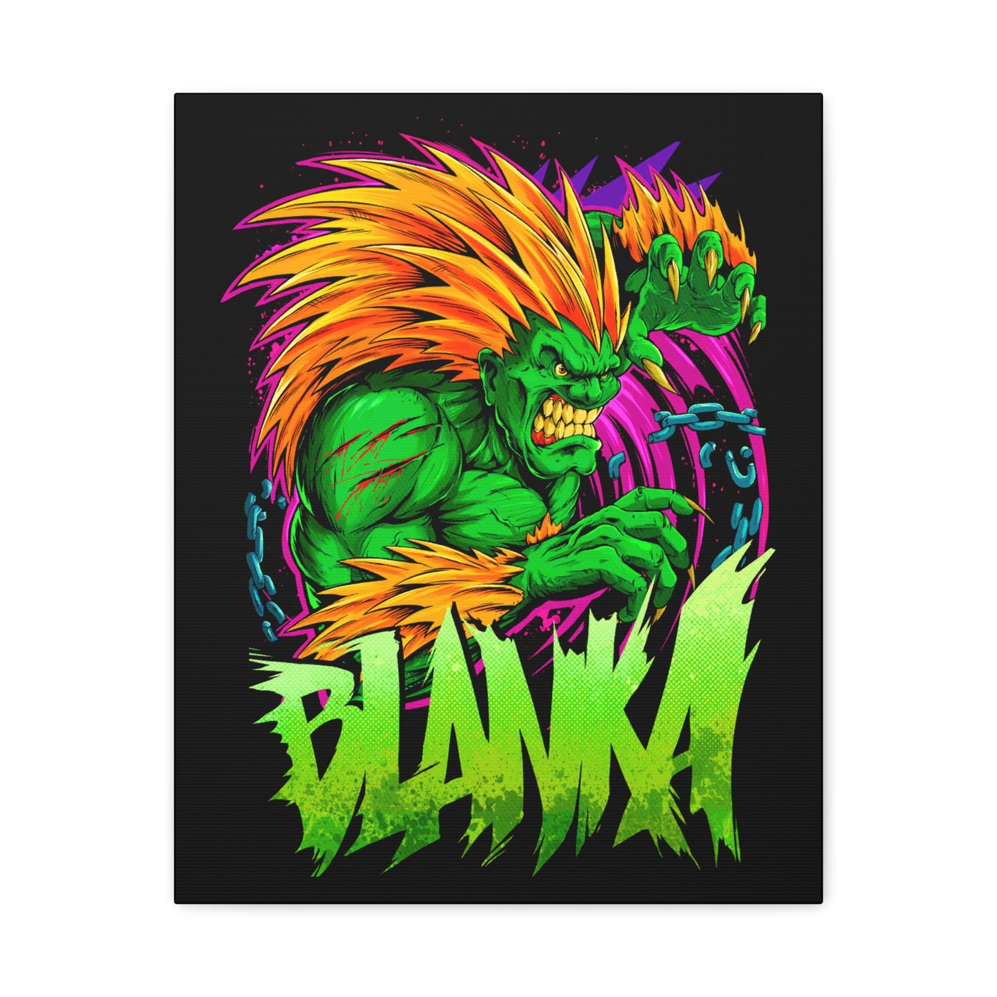 Fierce Blanka Canvas Art - Vibrant Street Fighter Wall Decor - CreativeRino
