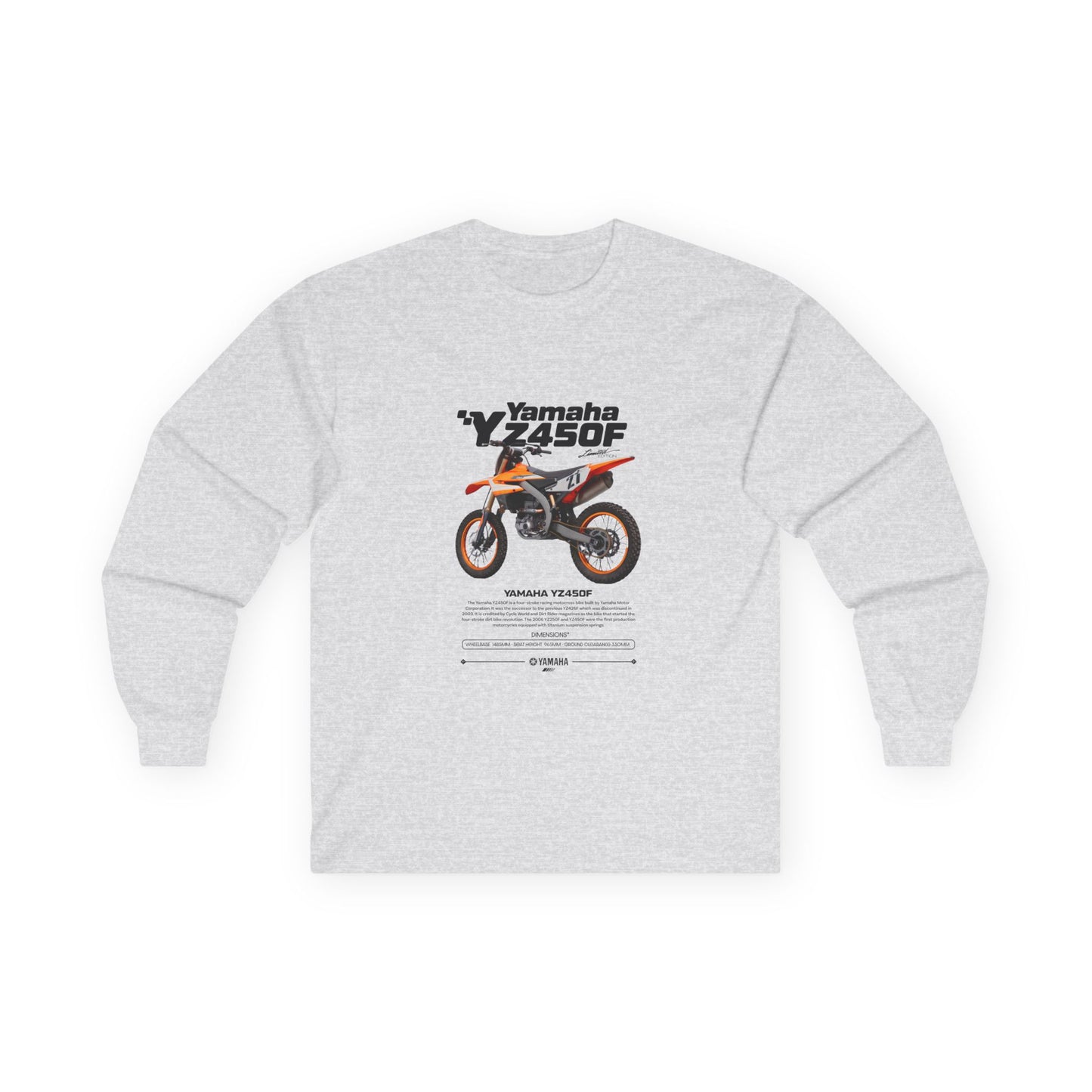 Yamaha YZ450F Long Sleeve Tee - Racing Enthusiast Apparel Motorcycle T-shirt - CreativeRino