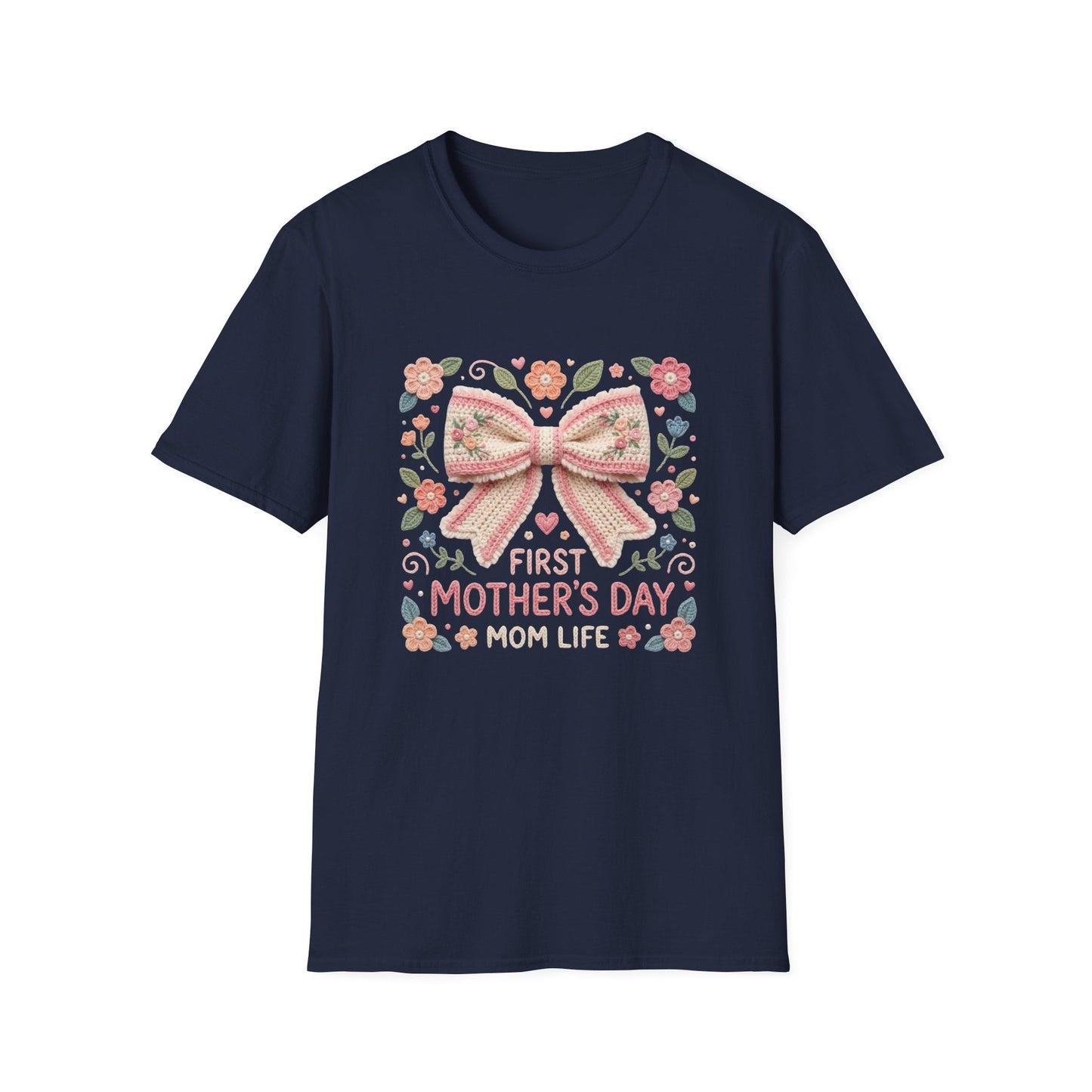 First Mother's Day Mom Life T-Shirt — Floral Bow New Mom Gift Printify