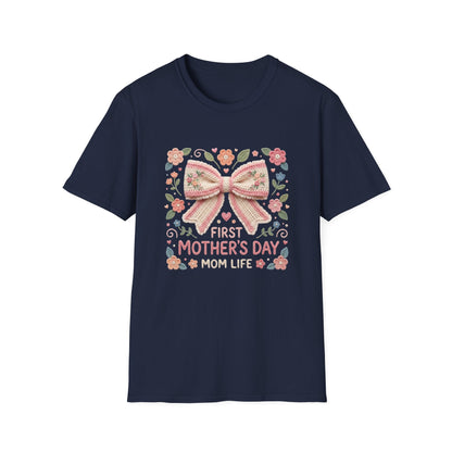 First Mother's Day Mom Life T-Shirt — Floral Bow New Mom Gift Printify