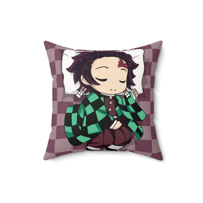 Demon Slayer Chibi Character Faux Suede Square Pillow - Cozy Home Decor - CreativeRino