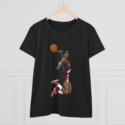 Women's Midweight Cotton Clyde Drexler Basketball Tee - Perfect T-shirt for Sports Fans - CreativeRino