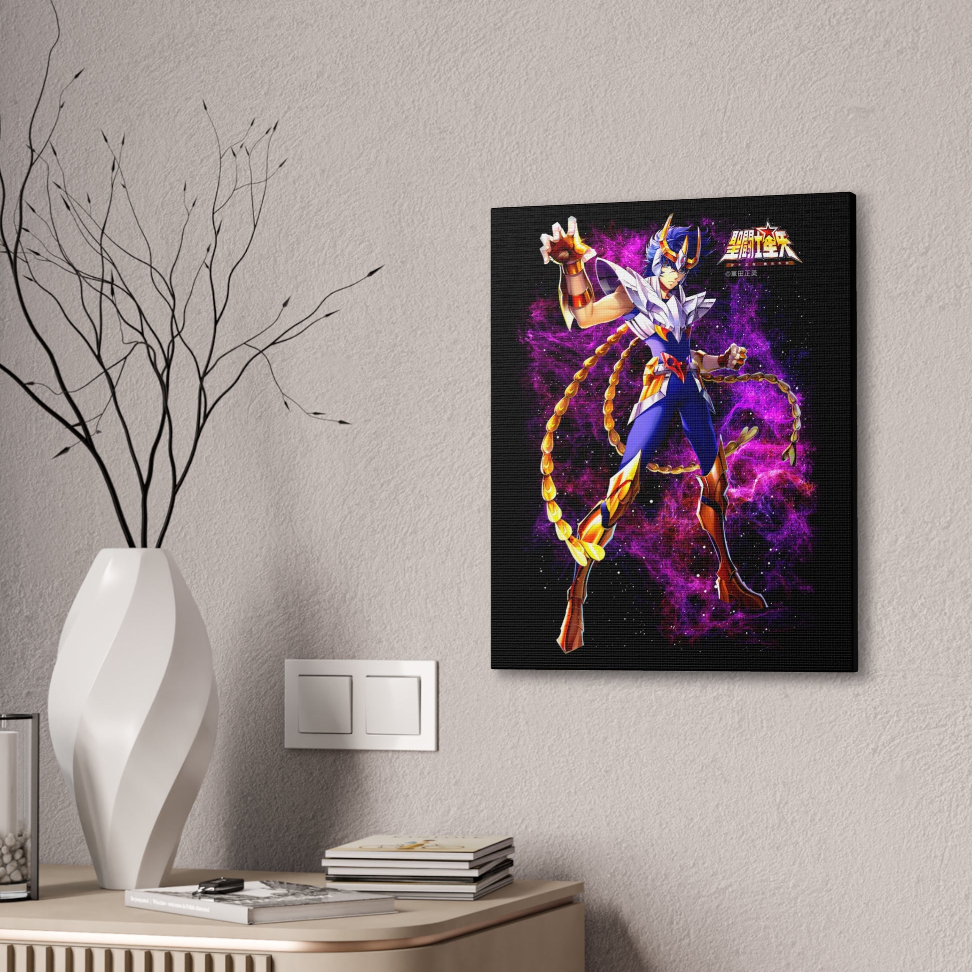 Phoenix Nero Canvas Wall Art - Cosmic Warrior Artwork for Anime Lovers - CreativeRino
