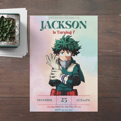 My hero Academia Birthday Invitation Template - CreativeRino