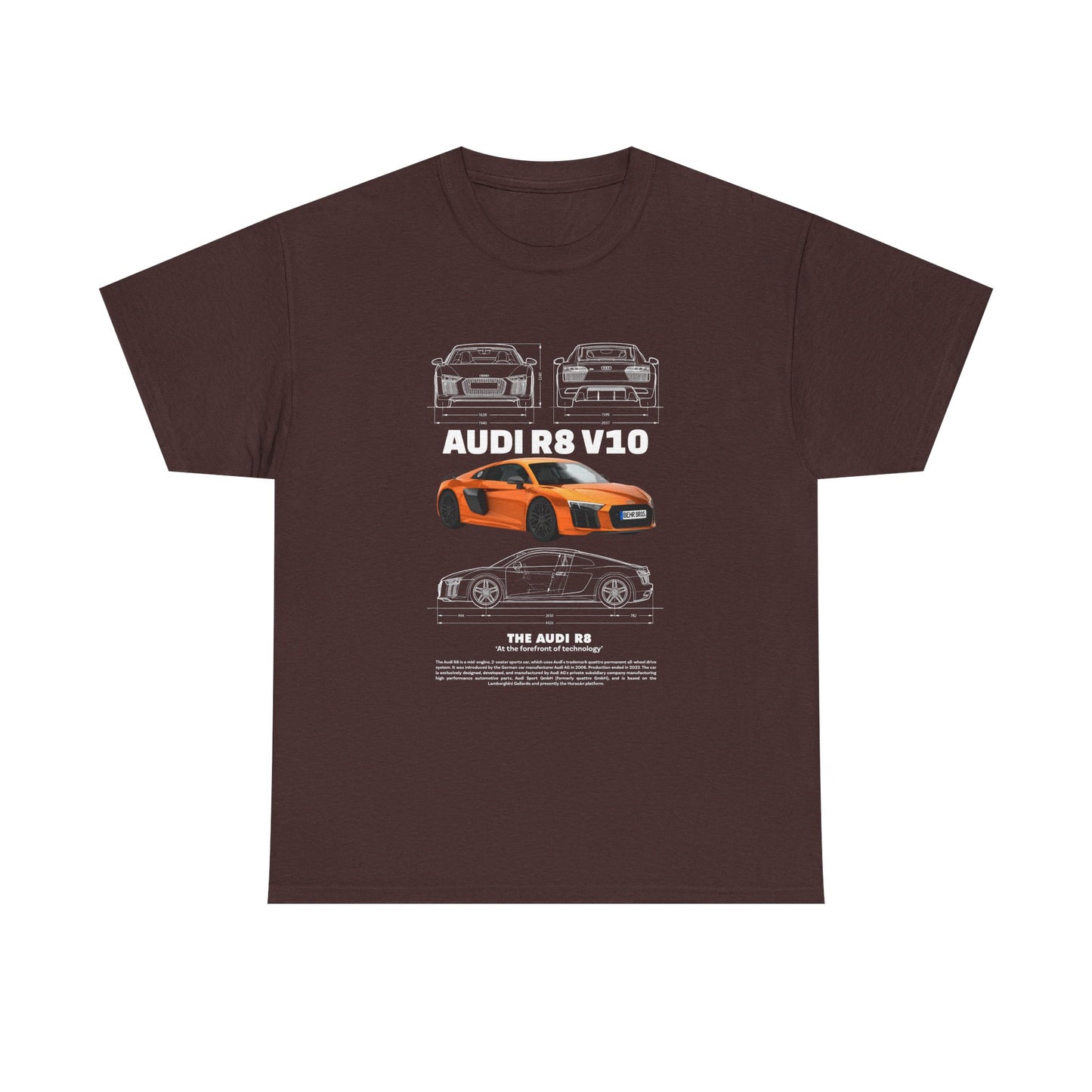 AUDI R8 V10 Car Graphic Tee - Unisex Heavy Cotton Tee for Auto Enthusiasts - CreativeRino