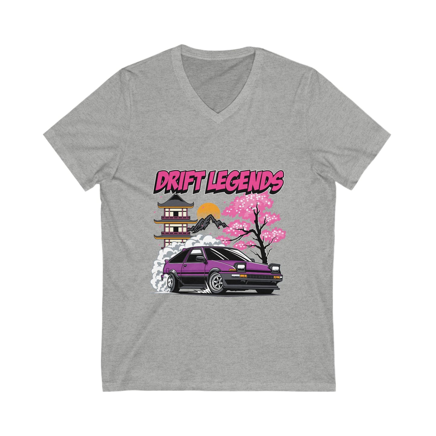 Drift Legends V-Neck Tee - Unisex Casual Car Enthusiast T-Shirt - CreativeRino