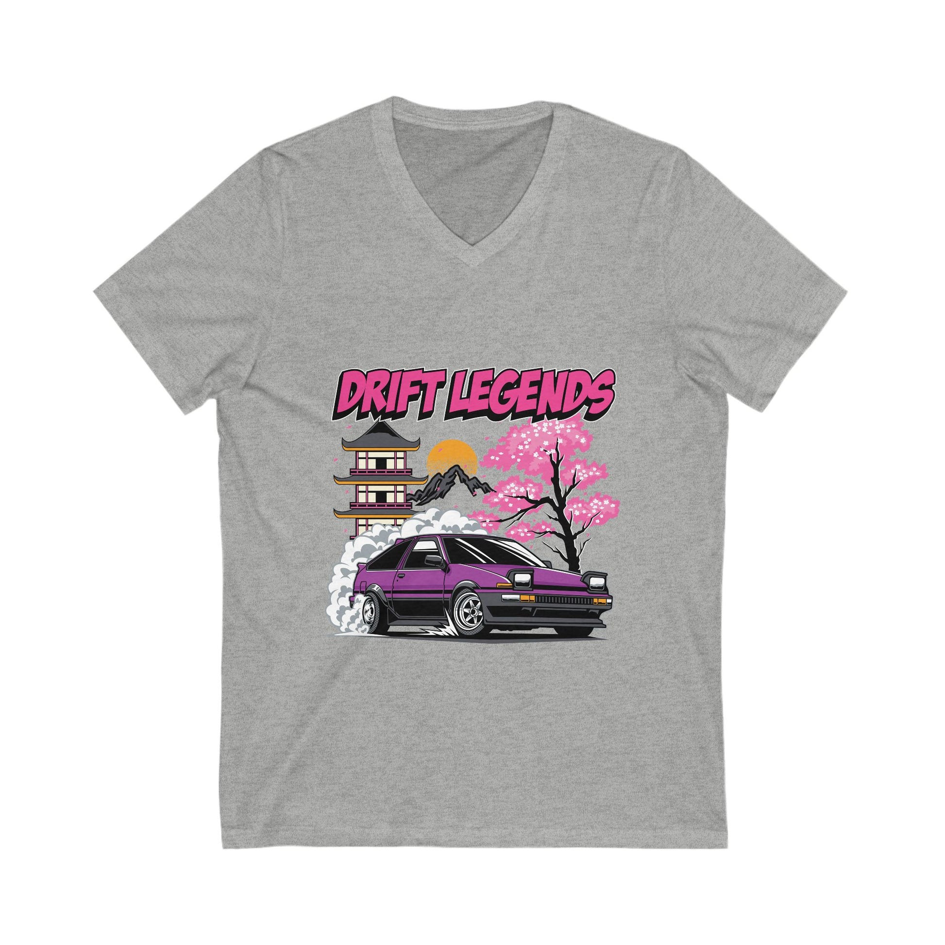 Drift Legends V-Neck Tee - Unisex Casual Car Enthusiast T-Shirt - CreativeRino