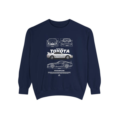 Toyota MK4 Supra Unisex Garment-Dyed Sweatshirt - Classic Car T-shirt - CreativeRino