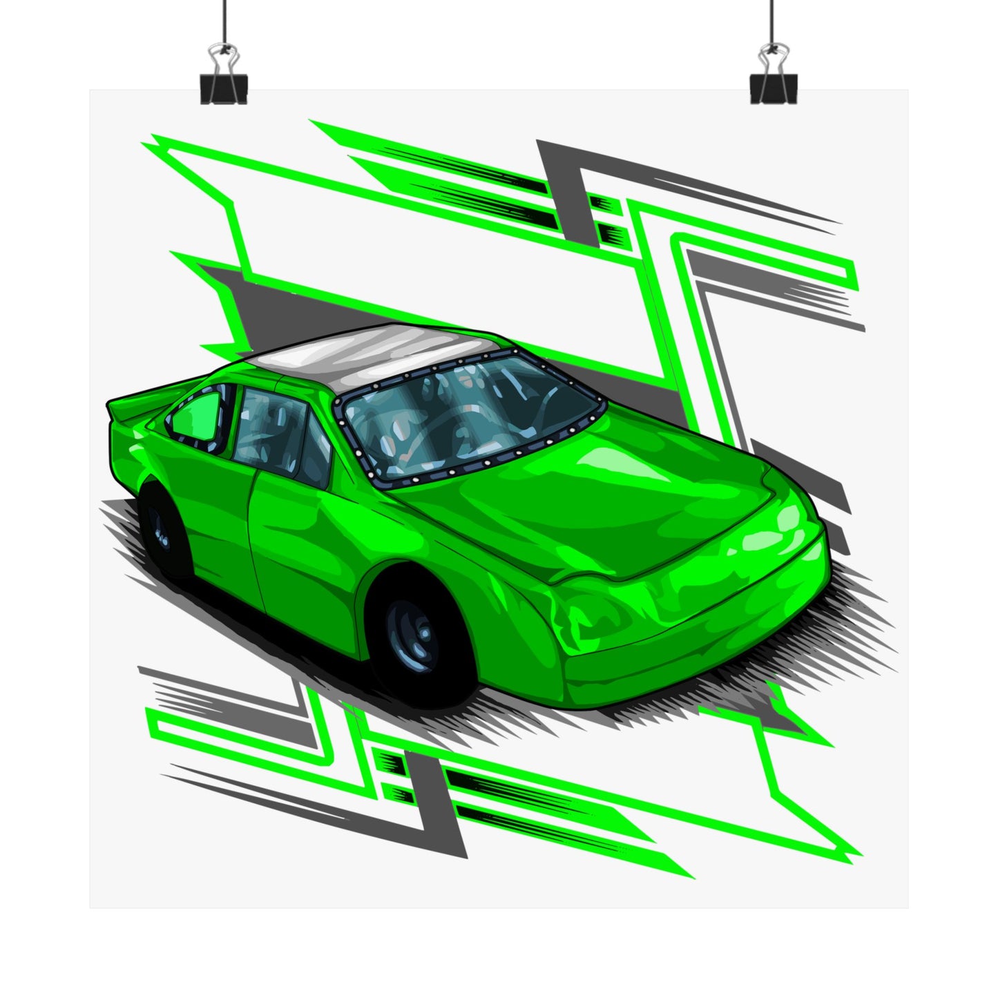 Vibrant Racing Car Matte Square Poster - Perfect for Car Enthusiasts and Gamers - CreativeRino