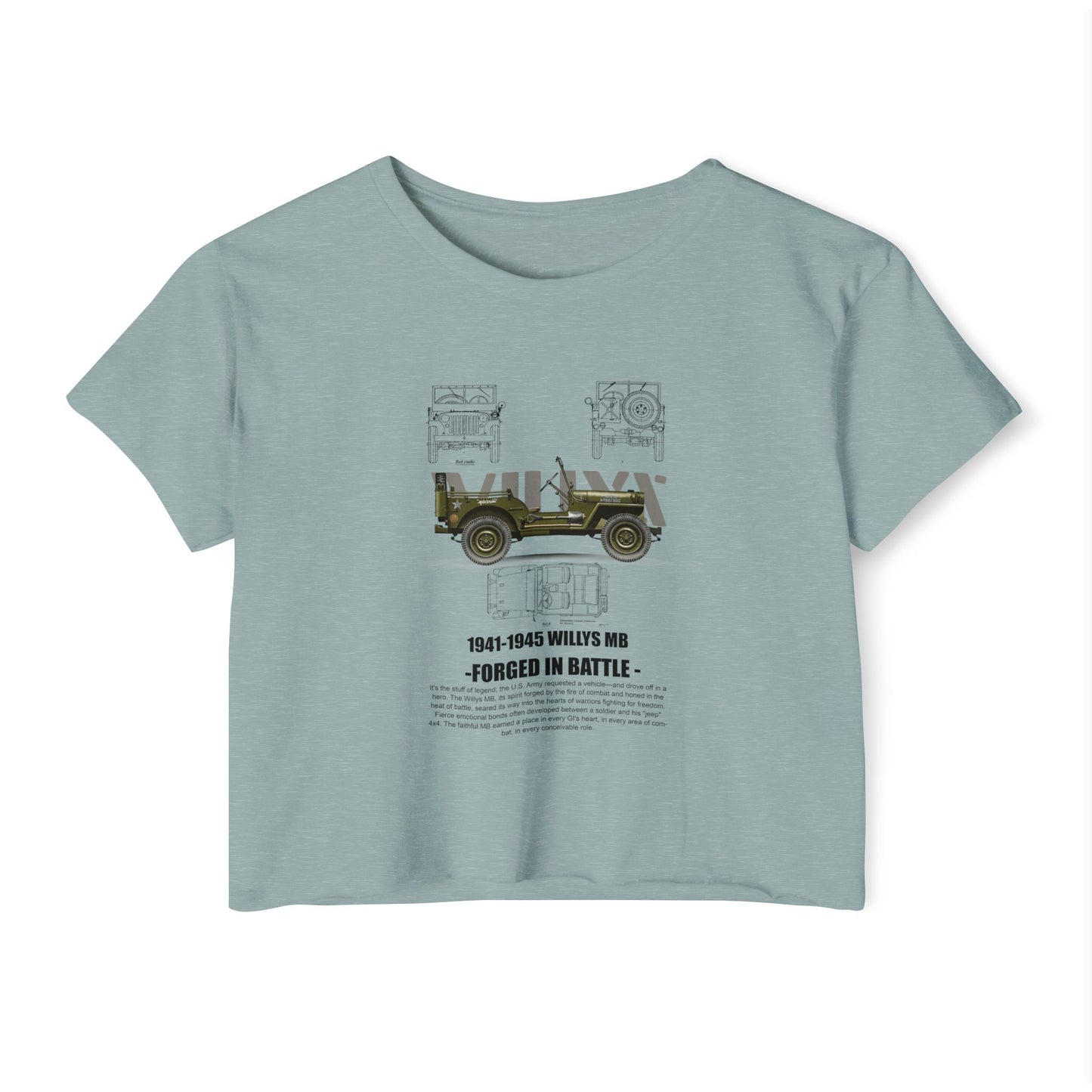 1941-1945 Willys MB Festival Crop Top - Vintage Military Graphic T-shirt for Women - CreativeRino