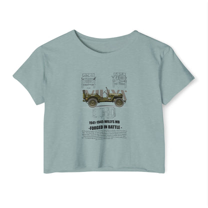 1941-1945 Willys MB Festival Crop Top - Vintage Military Graphic T-shirt for Women - CreativeRino