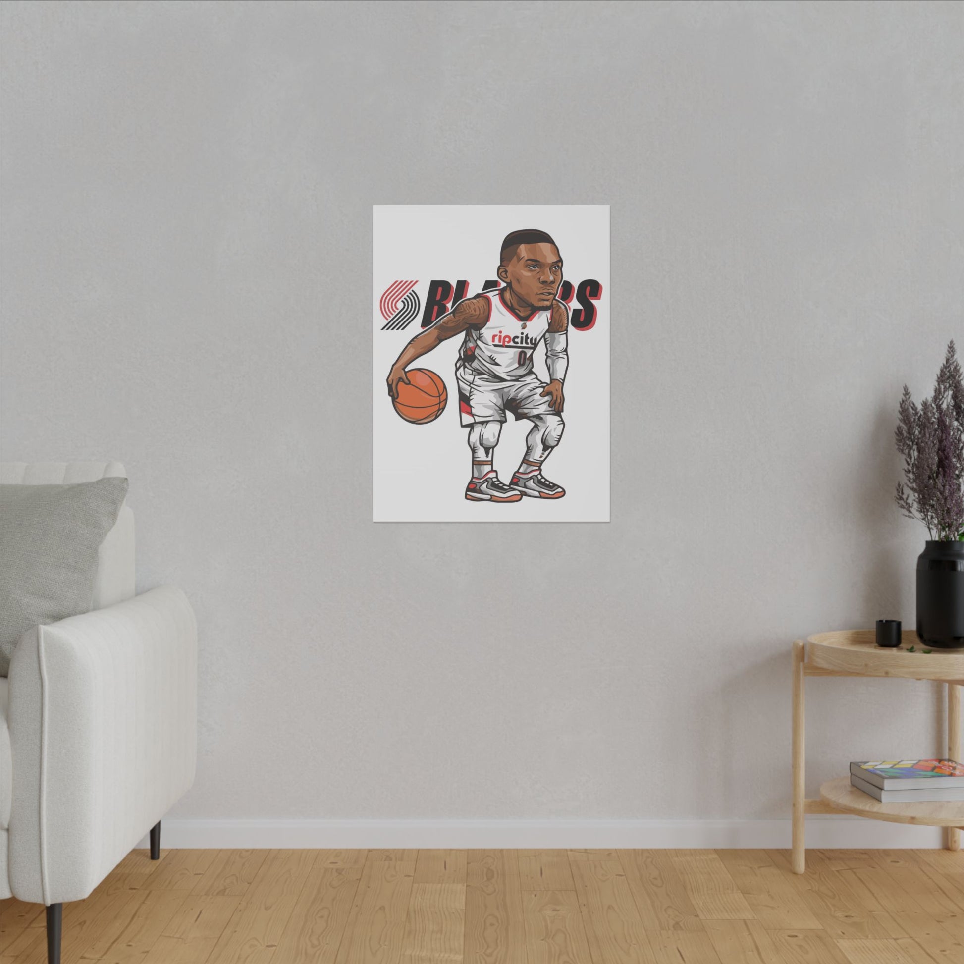 Damian Lillard Basketball Canvas Art - Animated Sports Decor for Fans - CreativeRino