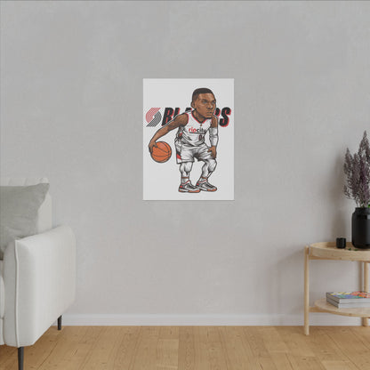 Damian Lillard Basketball Canvas Art - Animated Sports Decor for Fans - CreativeRino